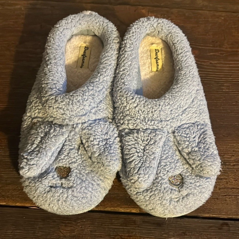 Dearfoams Kids Blue Bunny Slippers
